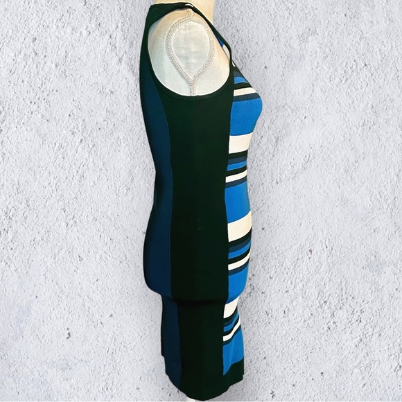 Karen Millen Blue Colorblock Striped Knit Bandage Style Bodycon Dress Size 1 XS - Picture 13 of 16